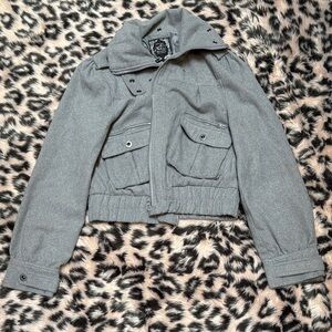New York Yoki Collection Elegant Gray Cropped Heavy Jacket - Missing Hood